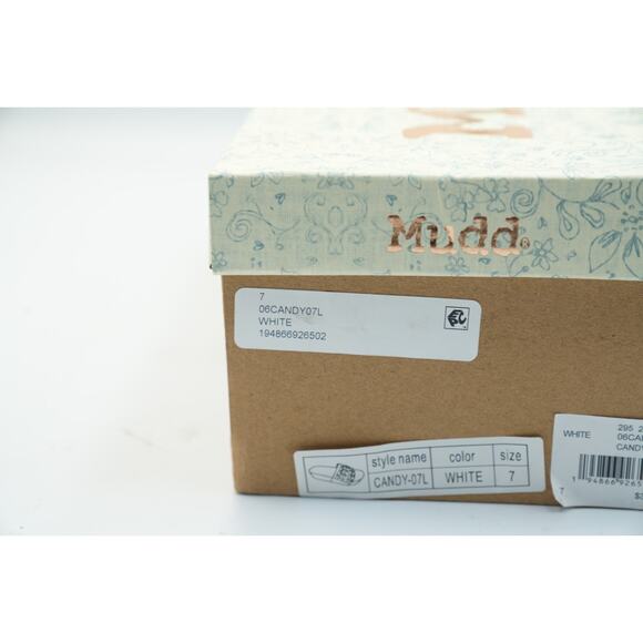 Mudd Women’s White Slide Sandals Gold Chain Accent Size 7 Platform Slip-On - Picture 4 of 13